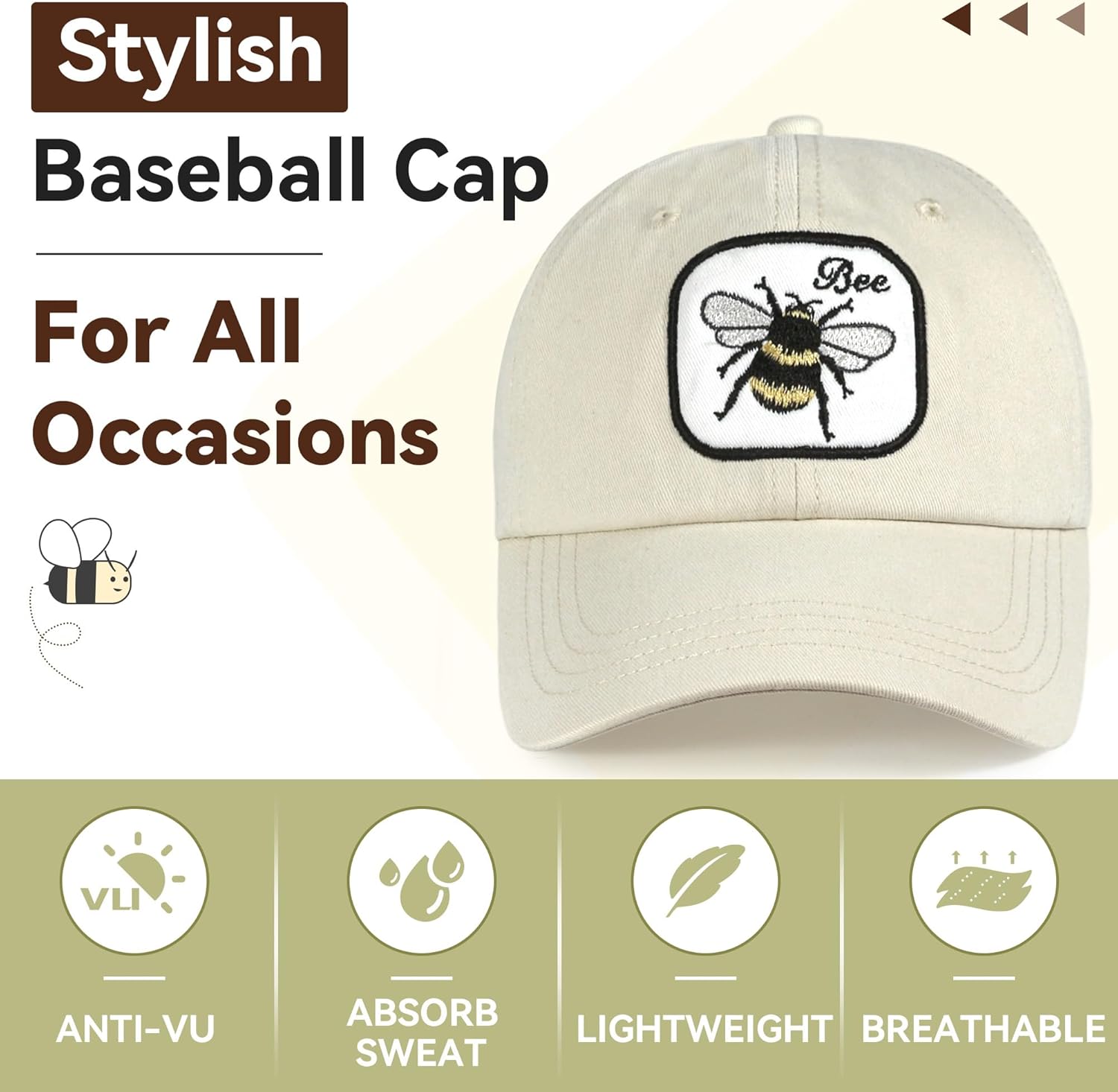Embroidered bee Hats - Men Women Funny Baseball Cap - Trucker Cotton Gifts hat - Image 6
