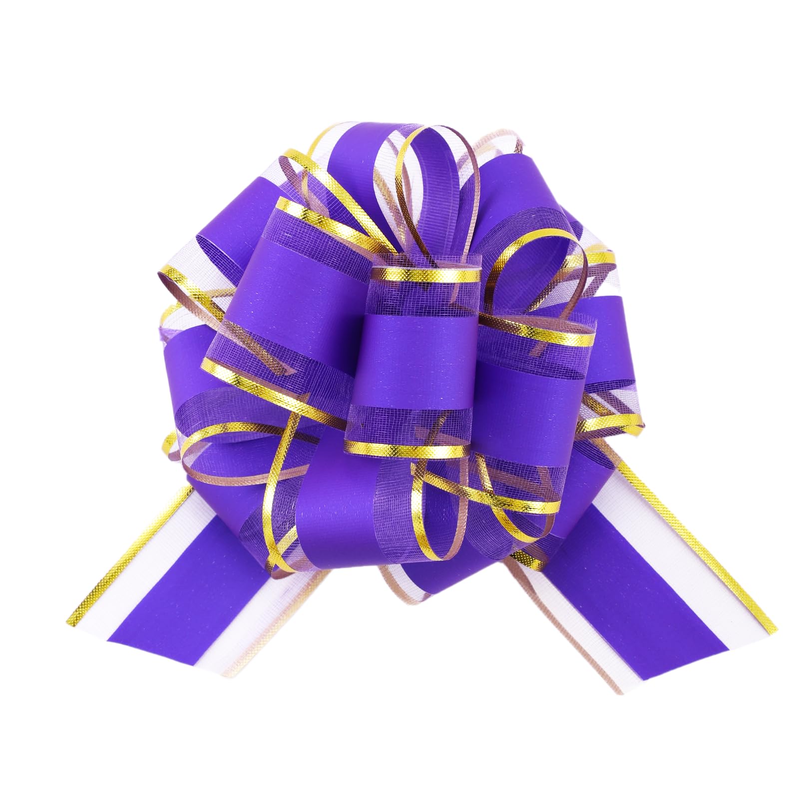 12 Pieces Pull Bow Mixed Color Large 6 Inch Fluorescent Pull Bow Present Wrapping Pull Bow with Ribbon for Gift Wrapping Baskets Wedding (Purple)