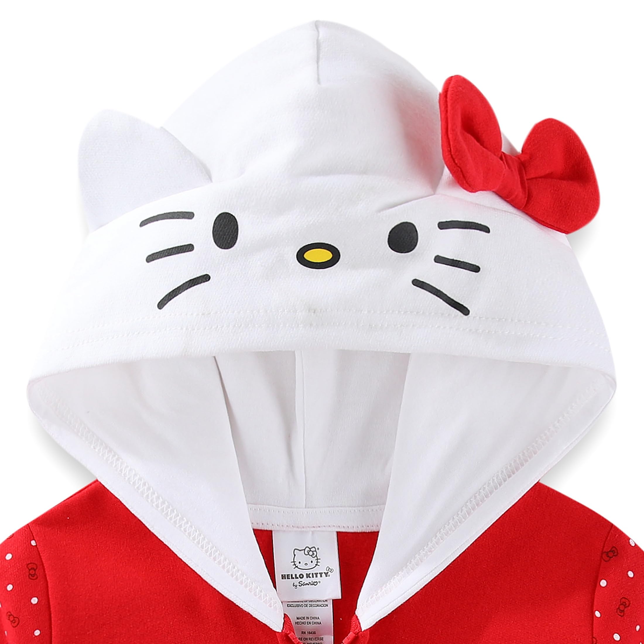 Hello Kitty Sanrio - Felpa in pile con cappuccio e orecchie per bambini grandi