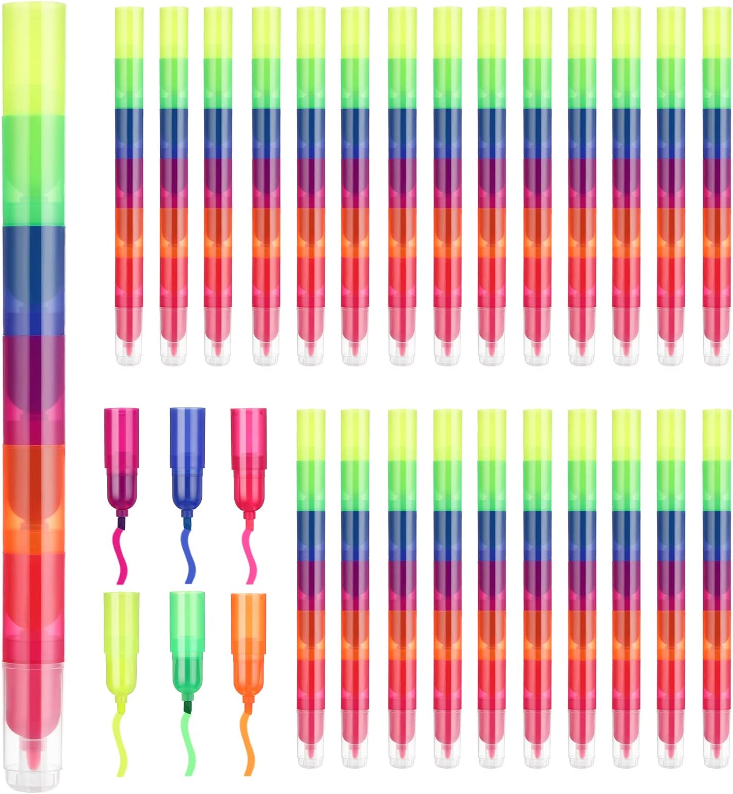 Harloon 50 Pcs Stackable Rainbow Color Highlighters for