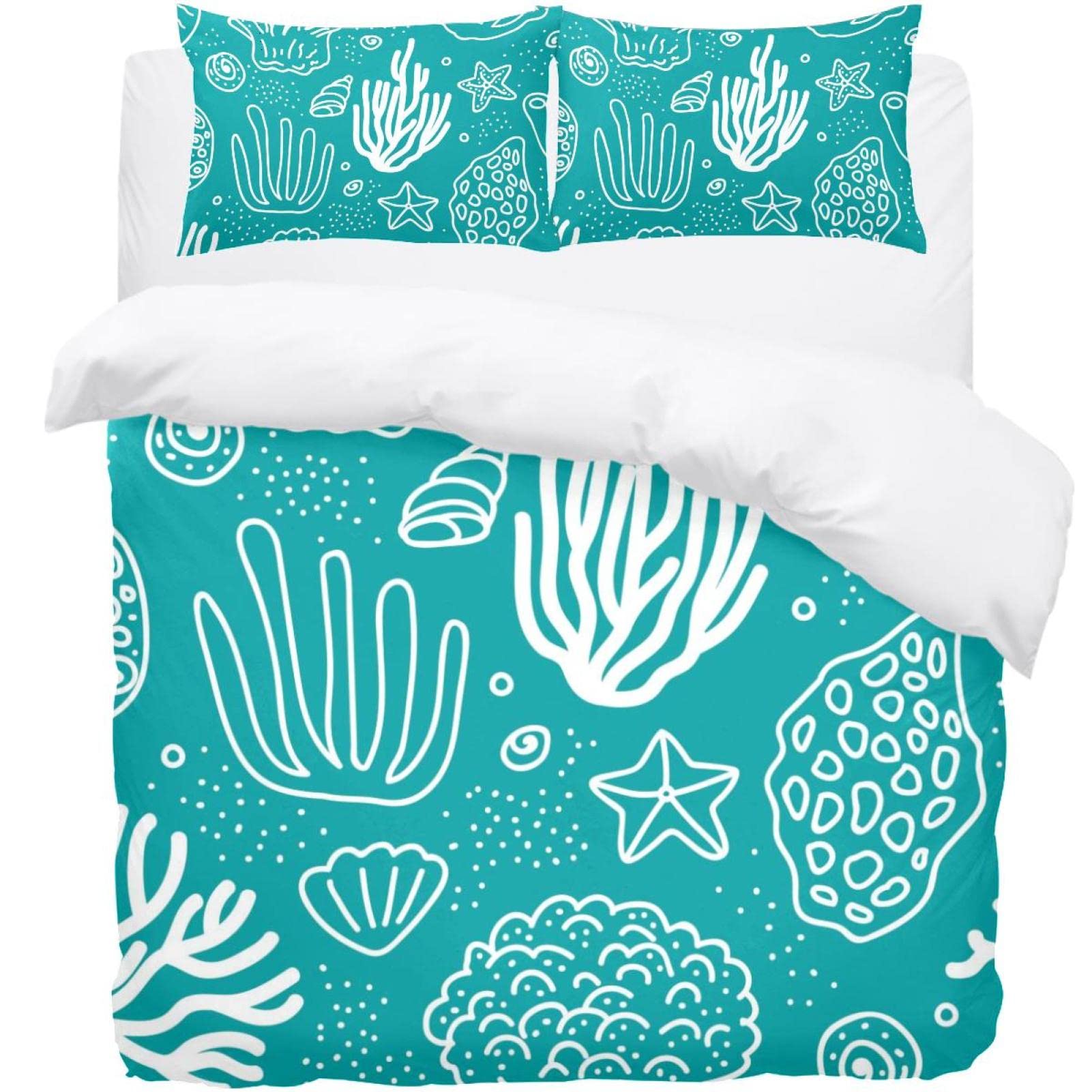 Parure de lit chaude et confortable blanche à motif corail pour l'hiver