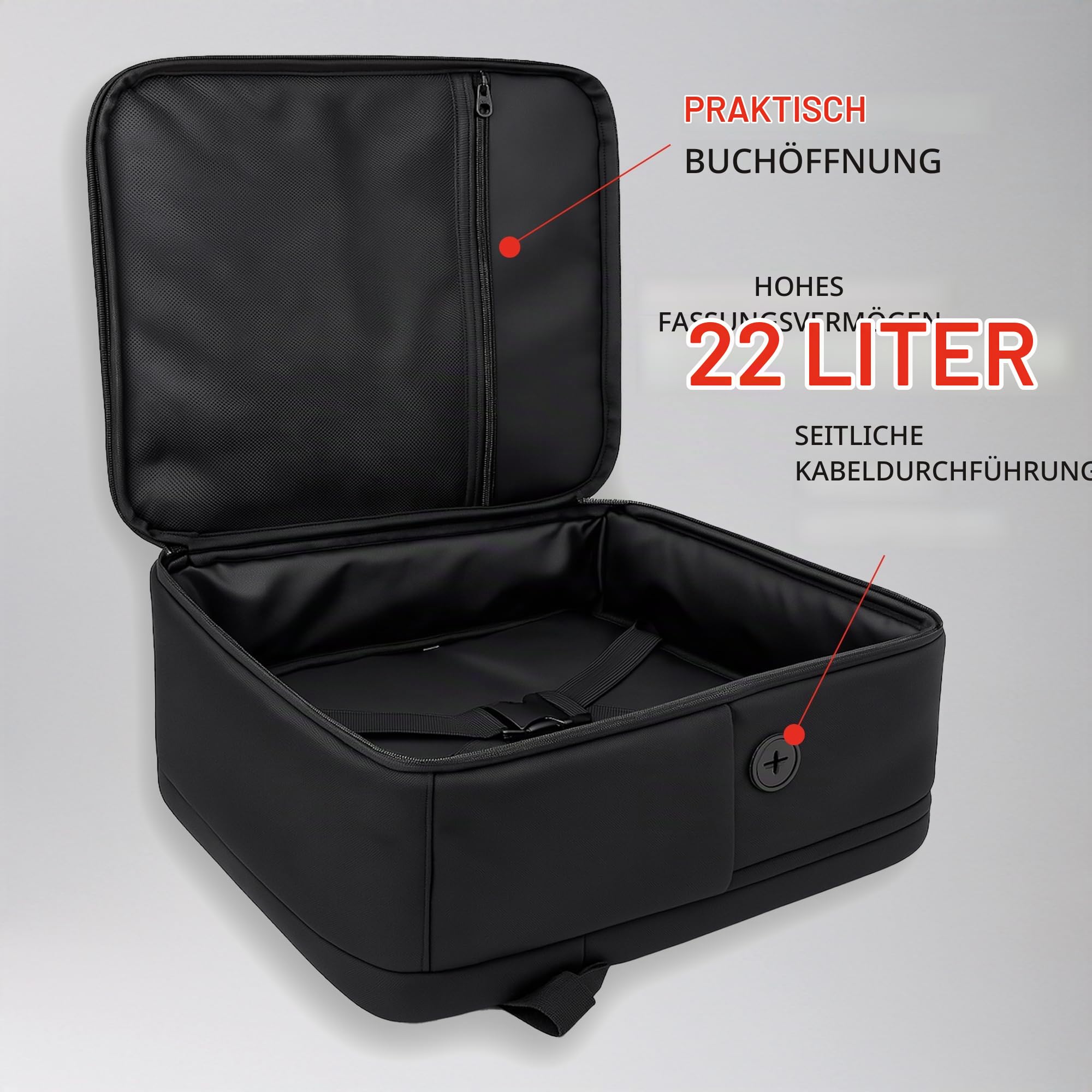 Lavatelli, Vakuum Rucksack Ryanair 40x30x20 + USB-C Pumpe & 2 Vakuumbeutel 40x45 cm | Vac-u-Bag, Handgepäck EasyJet Low Cost | Premium Kabinen Rucksack für Reisen
