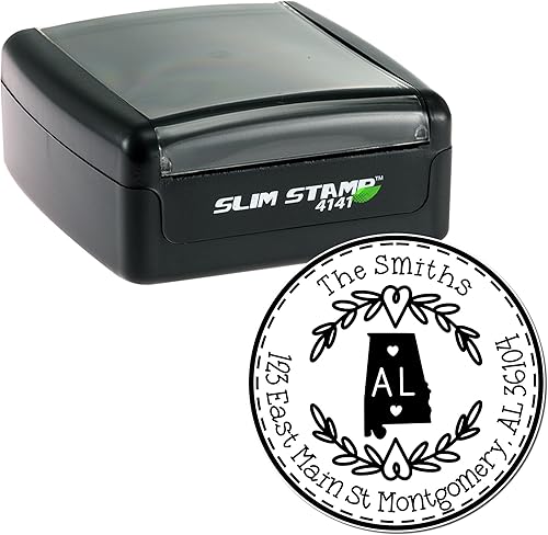 Miniatura 228 de Round State Love - Sello de dirección de devolución para Texas, uso con almohadilla de sello, mango de madera, sello de dirección de Texas