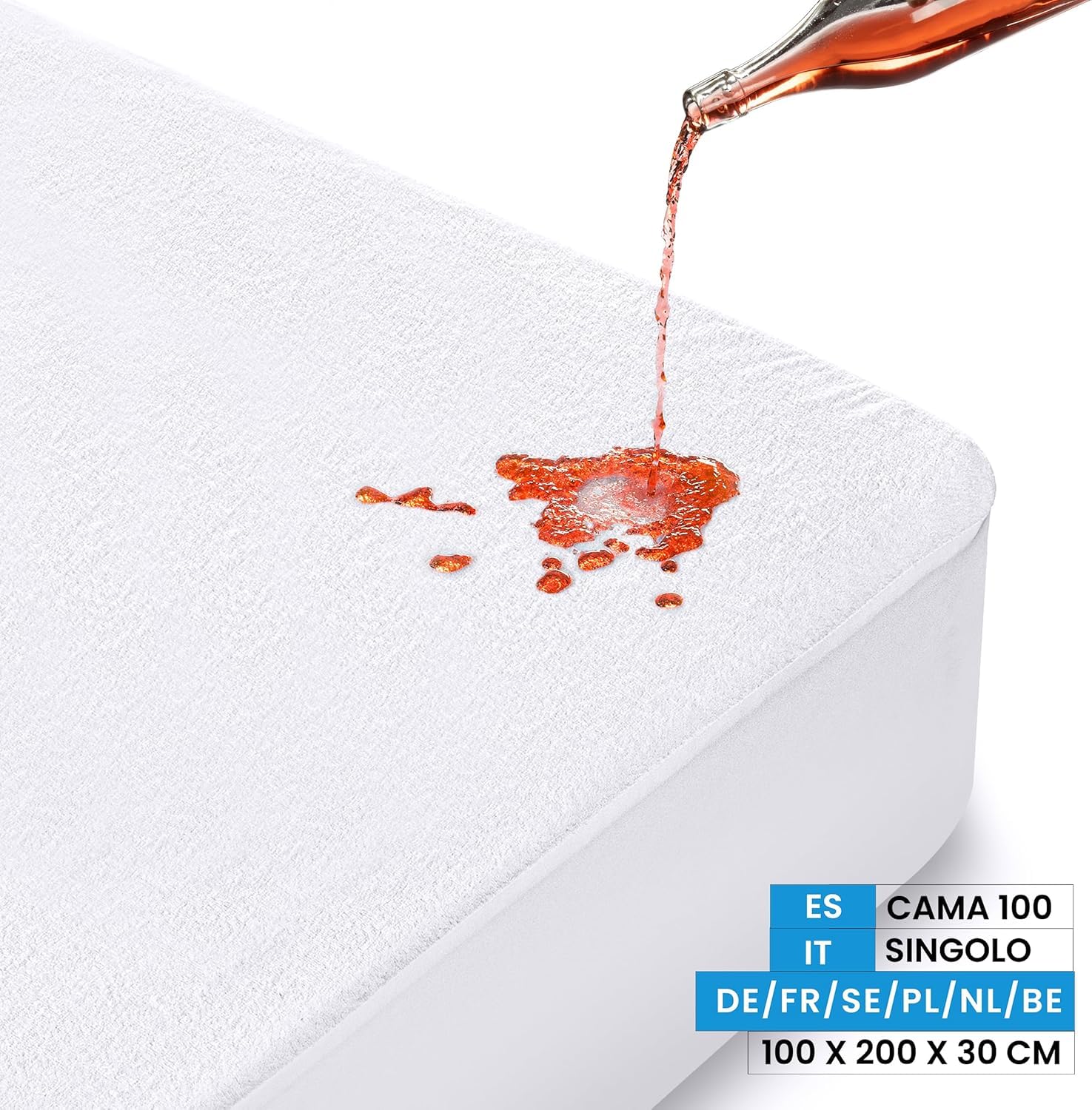 Utopia Bedding Coprimaterasso Singolo Impermeabile 100 x 200 x 30 cm, Certificato OEKO-TEX, Proteggi Materasso, Traspirante, Lavabile, Stile Montato Tutto Intorno Elastico