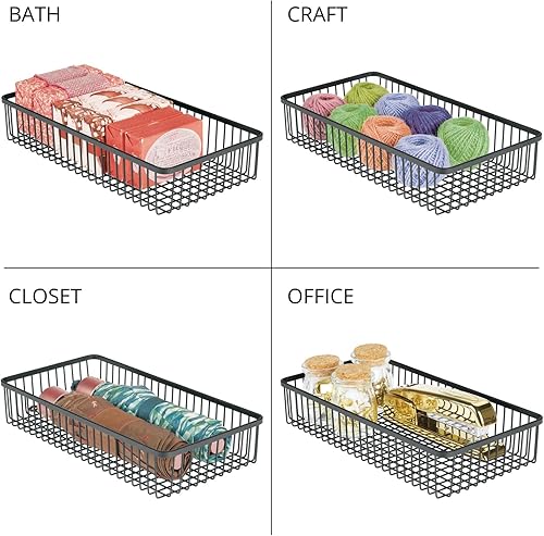 Miniatura 5 de mDesign Bandeja organizadora de cajones de gabinete de cocina de granja, canasta de almacenamiento para cubiertos, cucharas de servir, utensilios de