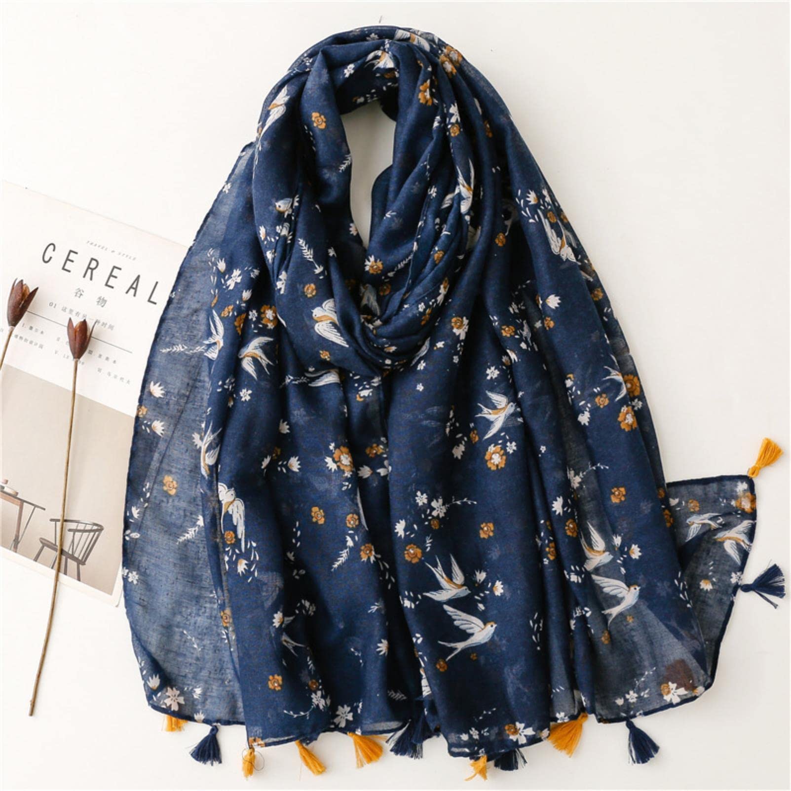 Bufanda Moda Floral Flecos Viscosa Mantón Bufanda Señoras Abrigo Fino Cachemira Mantón Hijab Musulmán 180 * 90 Cm