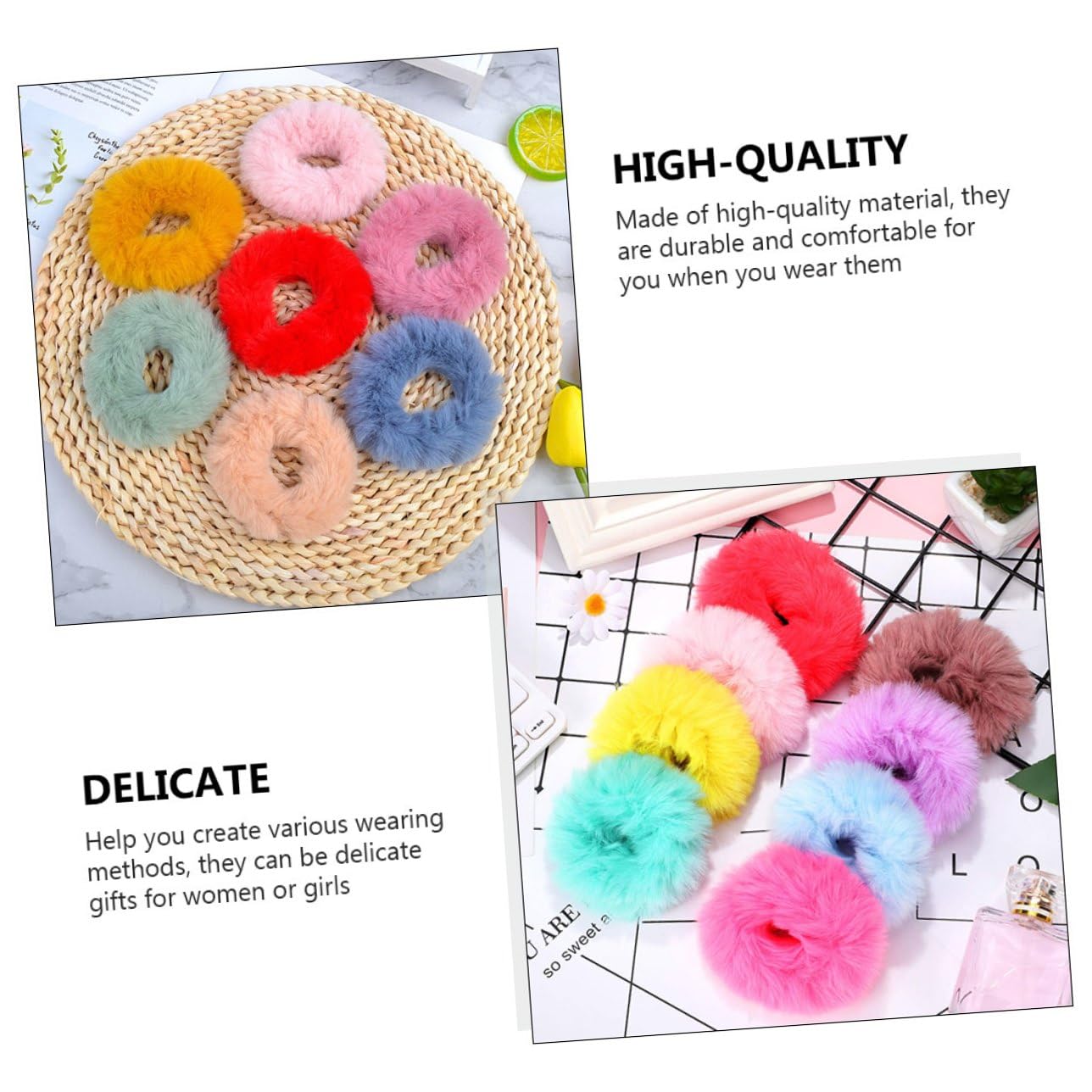 Homoyoyo 30 Piezas de Anillos Elásticos de Felpa Cabello para Mujer y Niña Buena Elasticidad y Diseño Sencillo para Uso Diario y Peinados Elegantes