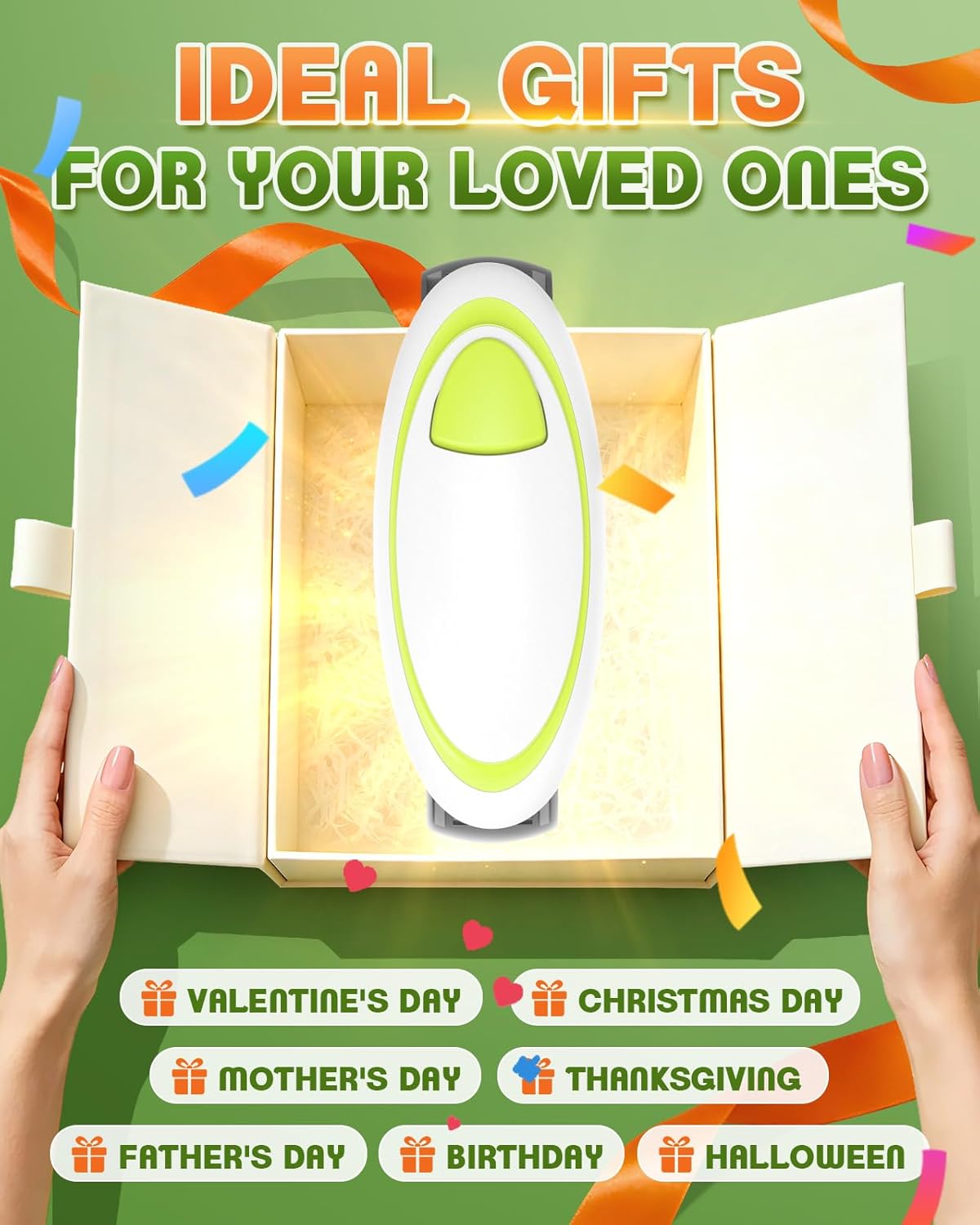 Electric Jar Opener One-Touch High Torque, Hands-Free Jar Opener for Weak Hands & Seniors, Battery Operated Jar Opener Kitchen Tool Fits Most Jar Sizes, White+Green