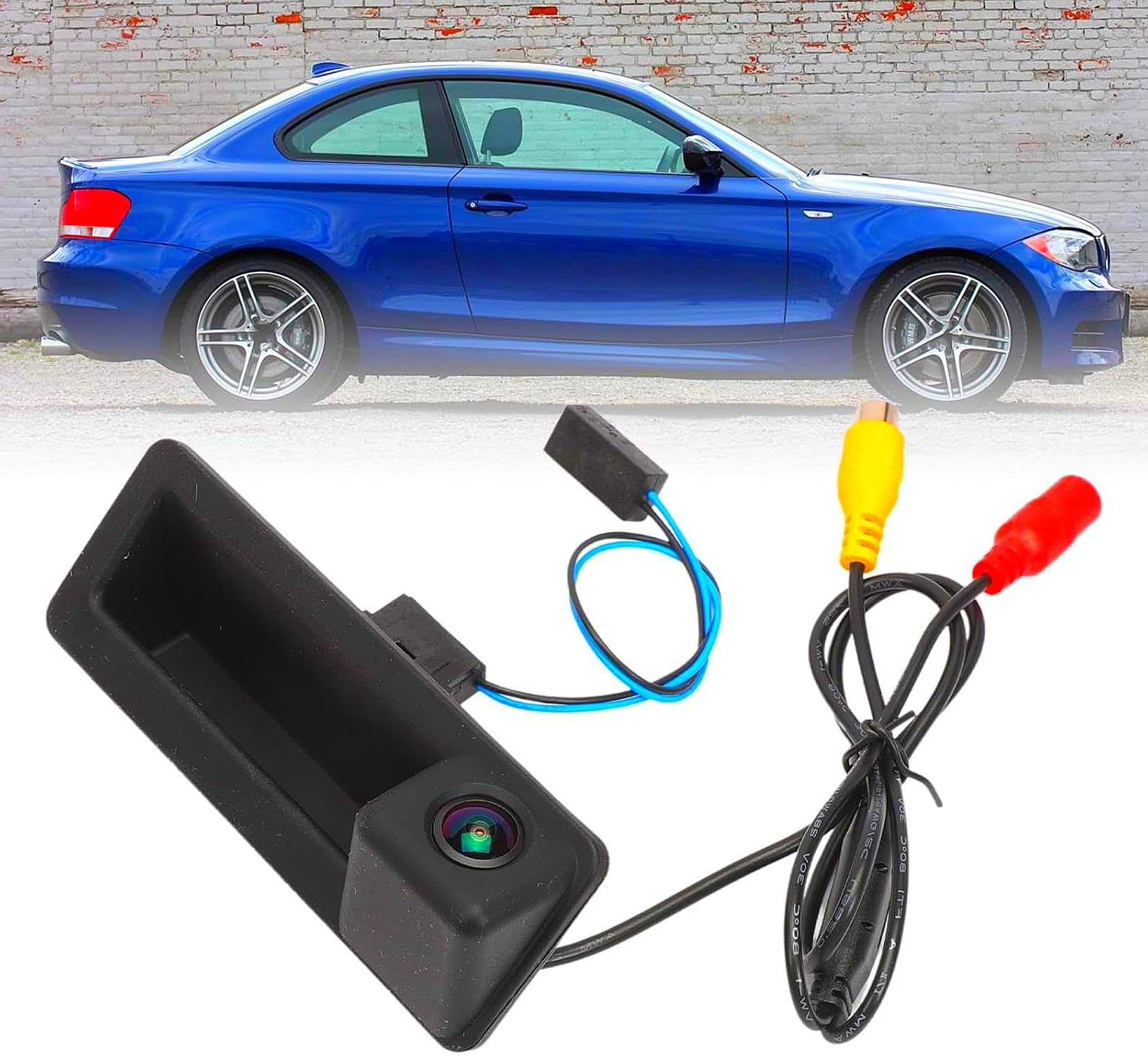 Telecamera posteriore con avviso per BMW, 1080P 170° HD AHD, telecamera posteriore per retromarcia, kit pulsante maniglia per BMW E60 E61 E82 E88 E90 E91 E92 E92 E93 X5 E70 X6 E71 E72 X1 E84
