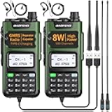 GMRS Radio Handheld Long Range GM-15 Pro 8W Walkie Talkie with Earpiece NOAA Weather Receiver Rechargeable GMRS Repeater Two Way Radio with USB-C Charger for Hunting Survival Gear,2Pack