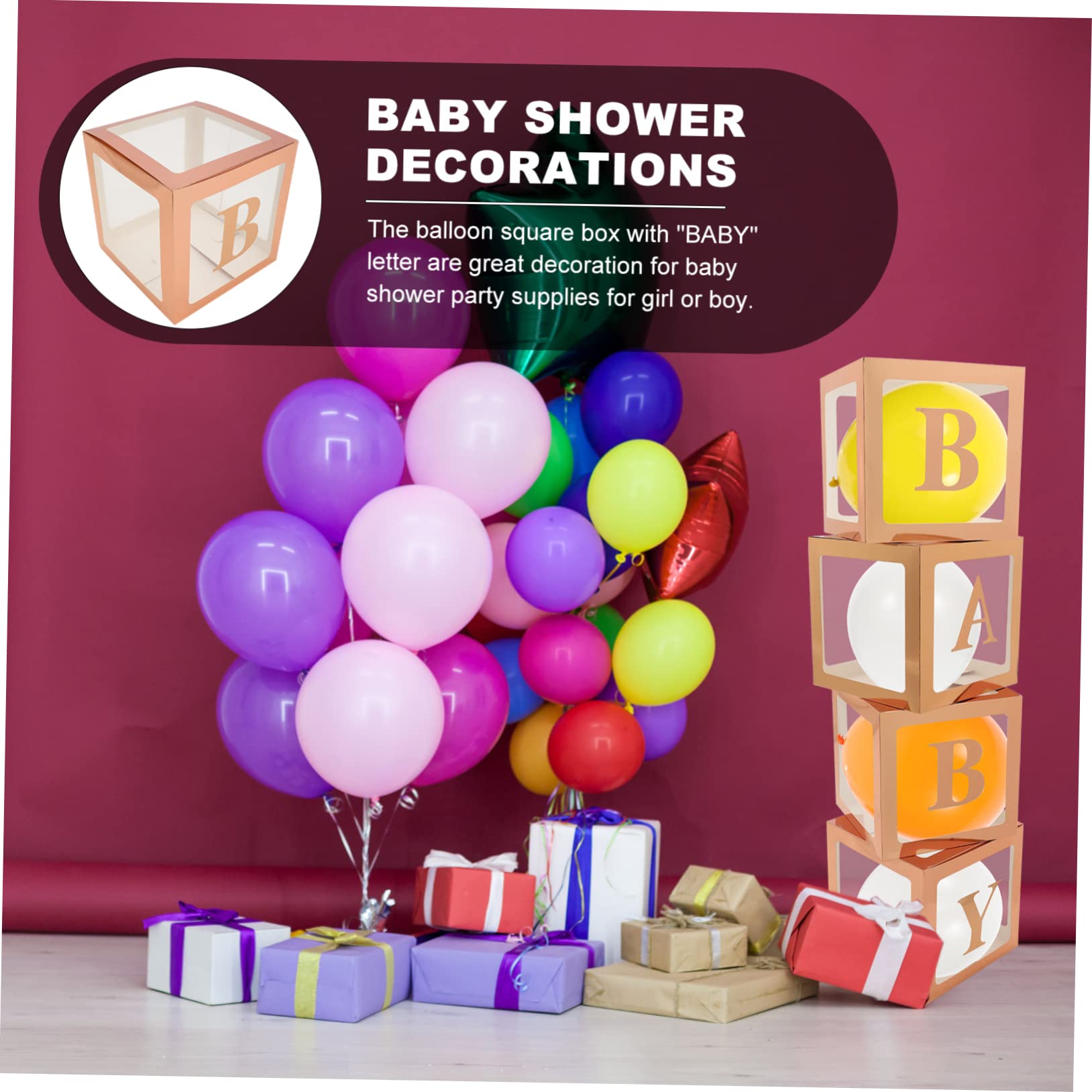 Alipis Babyparty Ballonbox aus Papier mit Buchstaben Wiederverwendbare Dekorative Ballonbox für Hochzeit und Bridal Shower Deko Satz