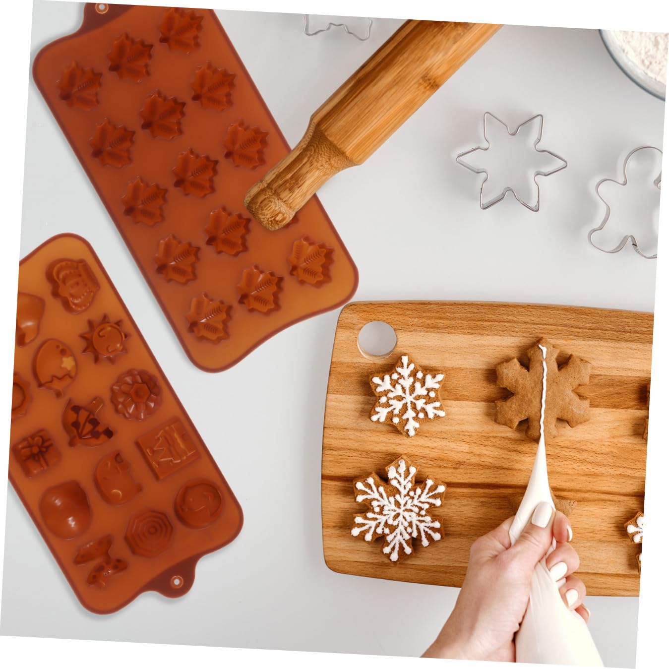 Cabilock 4 Juegos Molde De Chocolate Horneado Moldes De Chocolate De Otoño Latas De Pastel Para Hornear Molde Para Brownie Con Separadores Fabricante De Pasteles Gel De Sílice 6 Piezas * 4