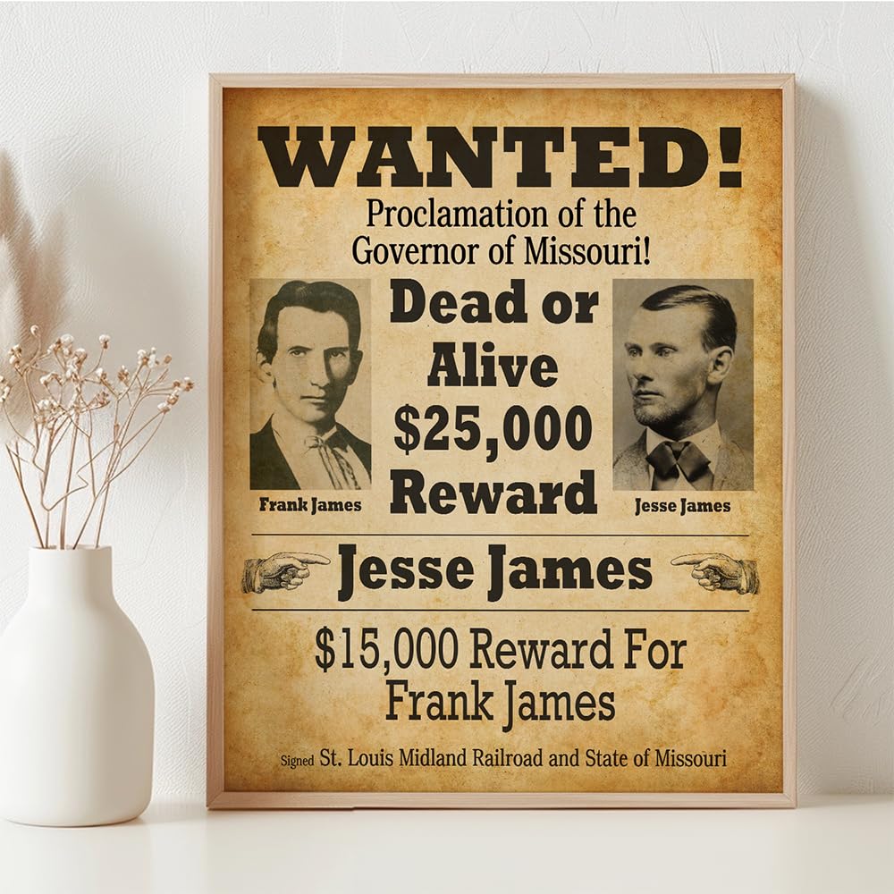 Amazon.com: Jesse James Wanted Sign Vintage 18x24 Unframed Poster