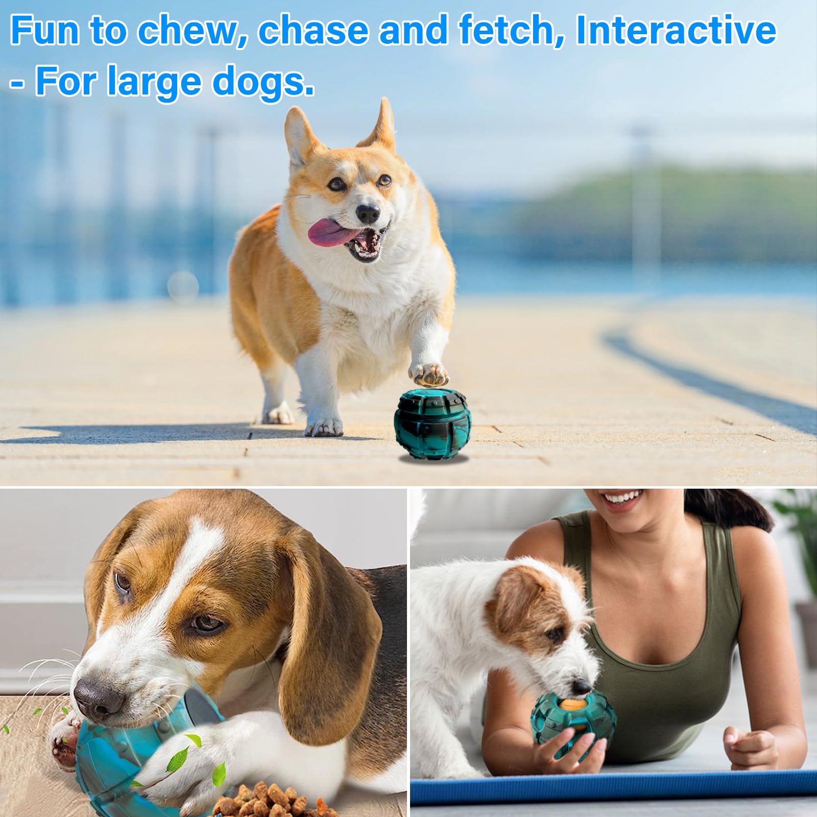 XHX Interactive Dog Toy - Durable Rubber Puzzle Toy With Treat Tray, Freezable & Fillable For Large Dogs