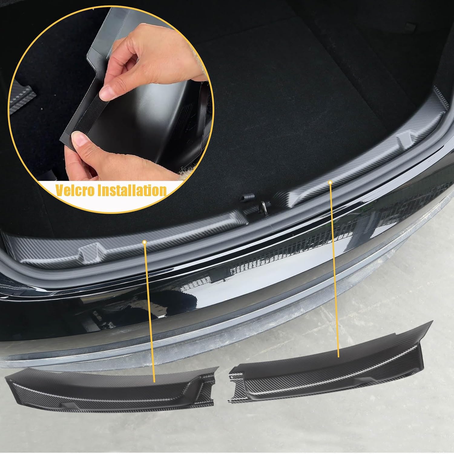 Rear Bumper Guard for Tesla Model 3 2024 2025 - Carbon Fiber Trunk Door Entry Guards Trim Cover for Tesla Model 3 Exterior Accessories 2024 2025