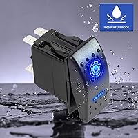 Vista 4 de FXC Interruptor basculante SPDT de 3 posiciones de 7 pines con luz LED azul encendido láser/apagado/encendido 20 A/12 V 10 A/24 V con cables