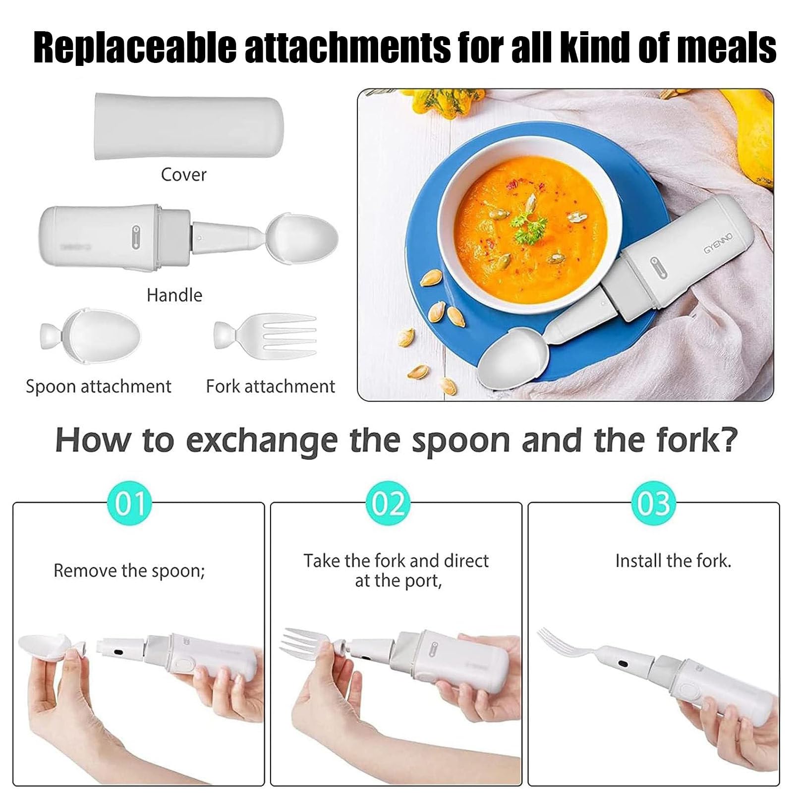Cuchara adaptativa para temblor de mano, diseño curvado para pacientes con Parkinson, ayuda ergonómica para estrechar la mano