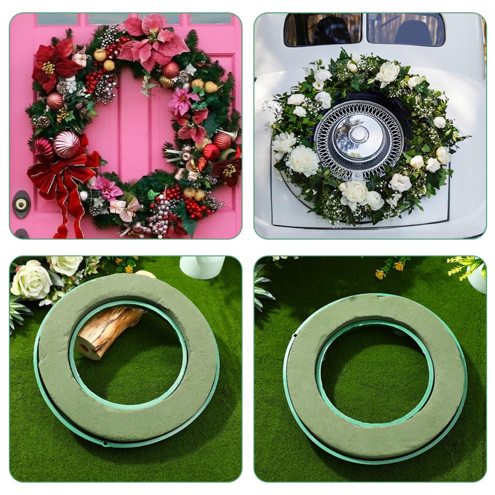Gatuida Lot de 2 anneaux en mousse avec ventouse pour arrangements floraux artificiels, décoration de voiture de mariage, 30 x 30 x 4 cm