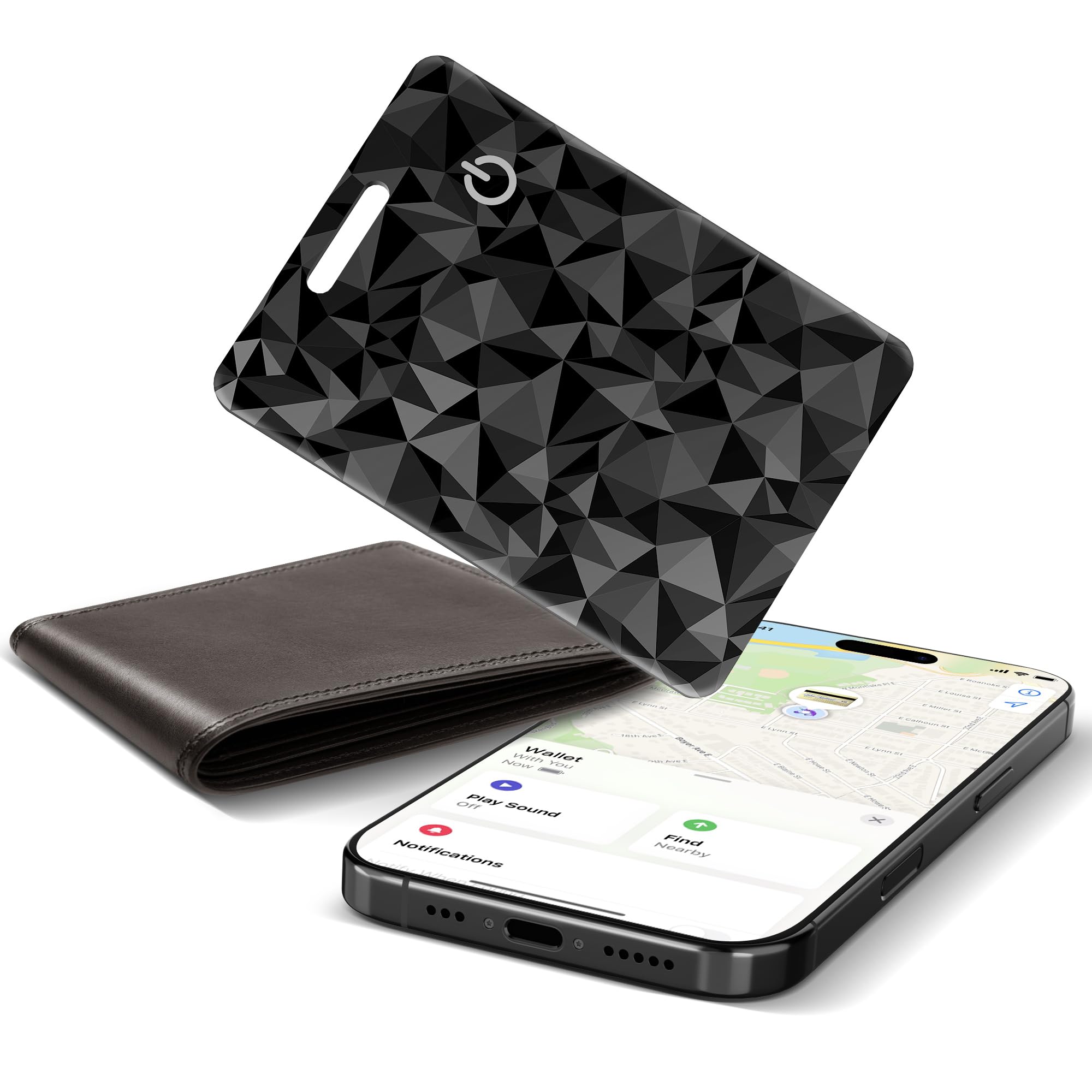 Portafoglio Tracker Card per Apple Find My (solo iOS), Bluetooth Smart Card Wallet Finder, IP68 impermeabile, 1,6 mm Slim Card Tracker per portafoglio, chiavi, etichette bagagli, passaporto, nero