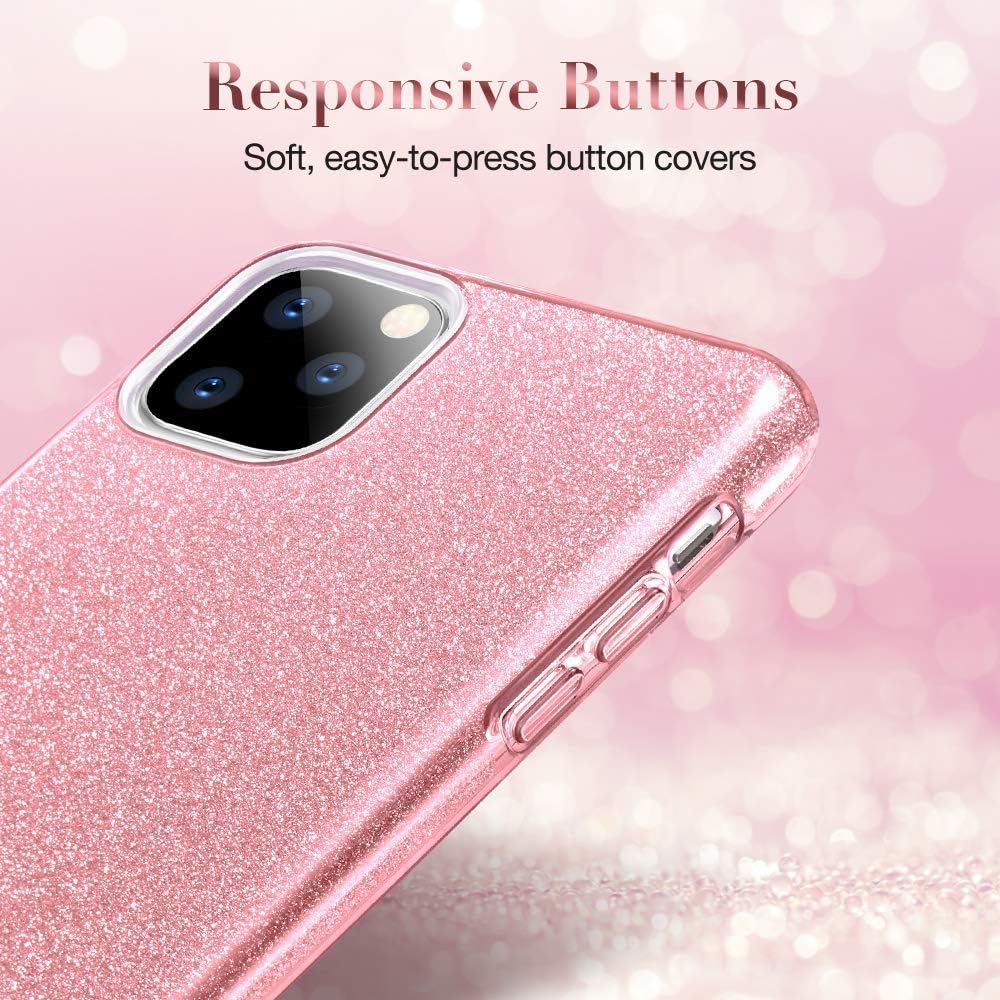 ESR Glitter Case Compatible for iPhone 11 Pro Case, Glitter Sparkle Bling Case [Three Layer] for Women [Supports Wireless Charging] for iPhone 11 Pro 5.8" (2019), Rose Gold