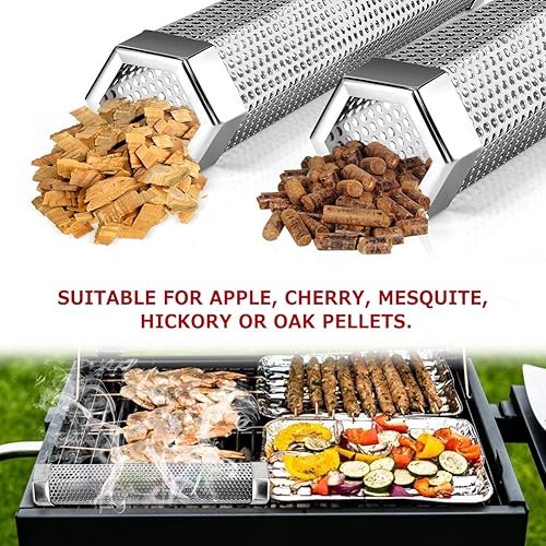 Vista 4 de Realcook Tubo de ahumador de pellets de 12 pulgadas: tubo de humo de pellets de madera de acero inoxidable para fumar en frío o caliente Los tubos