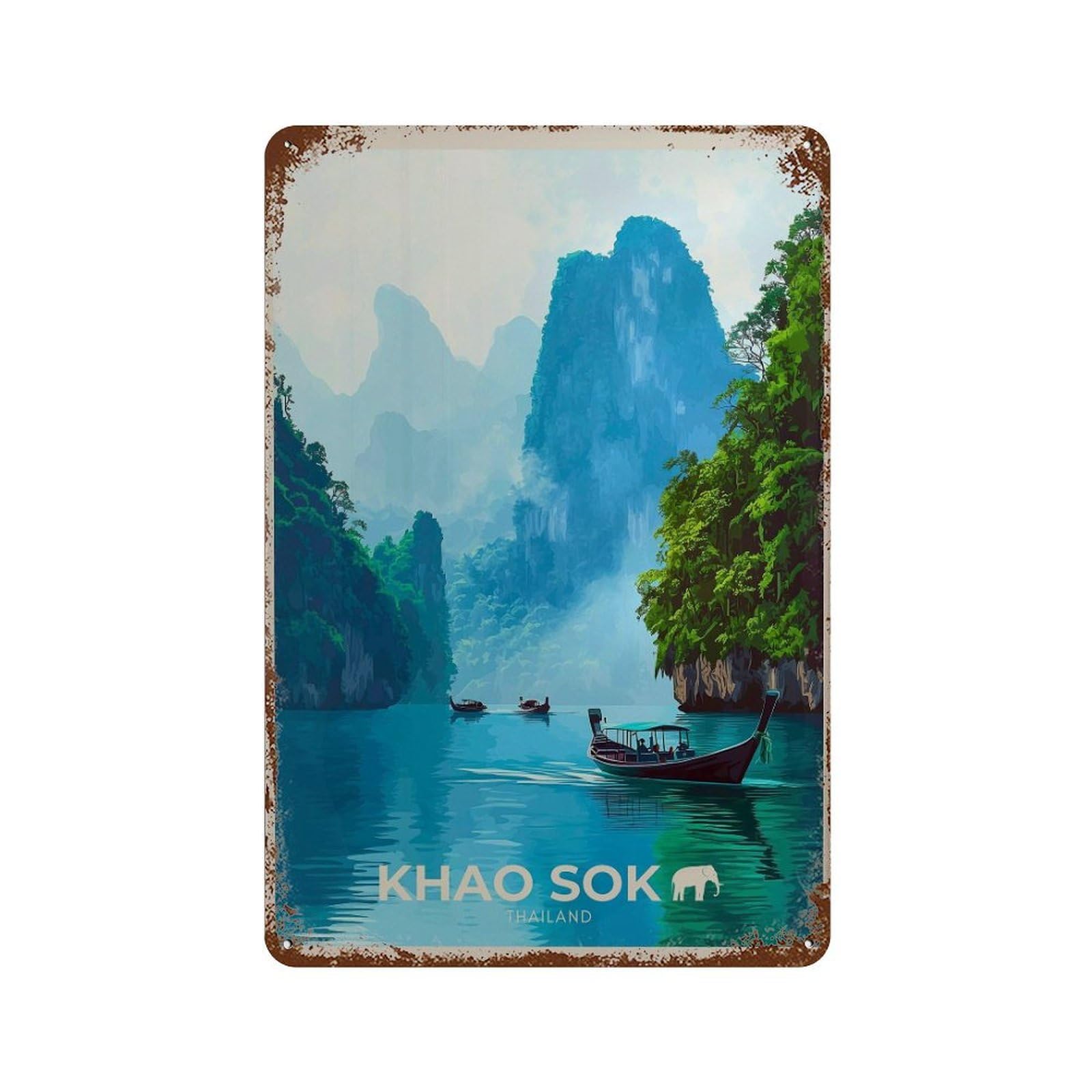 xiaoxiaoshen Khao Sok National Park Travel Thailand Lake Wall Decor Art Metal Tin Poster Modern Home Decor Art Home Bar Shop Decorations Vintage Sign 30x20cm