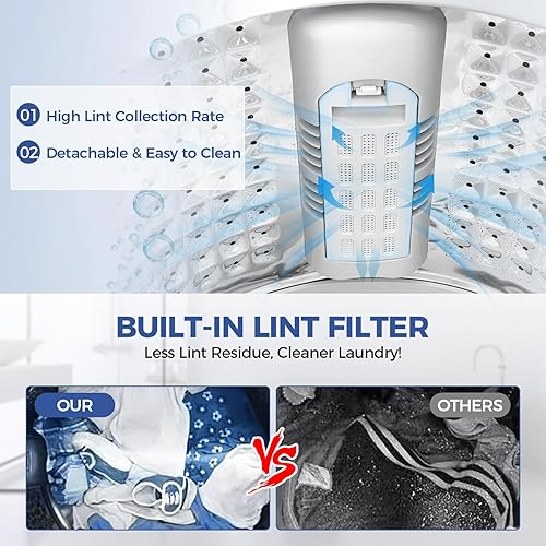 Miniatura 7 de Nictemaw Lavadora portátil, capacidad de 17.8 libras, lavadora portátil totalmente automática con bomba de drenaje, combo de lavadora y secadora de