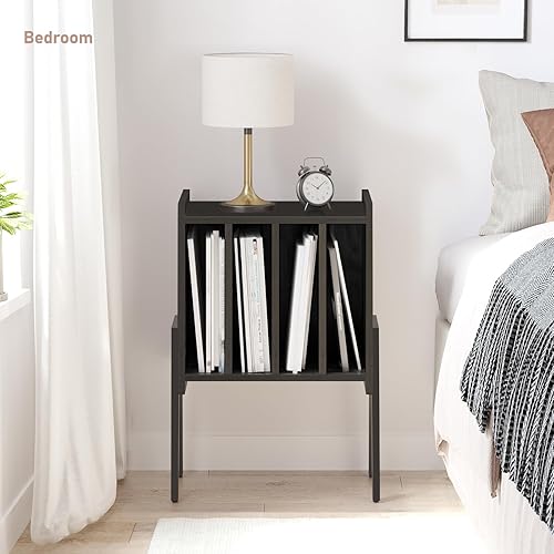 Miniatura 5 de TUTOTAK Soporte para tocadiscos, mesa de almacenamiento de discos, mesa auxiliar con estante de exhibición de soporte de vinilo, mesa auxiliar,