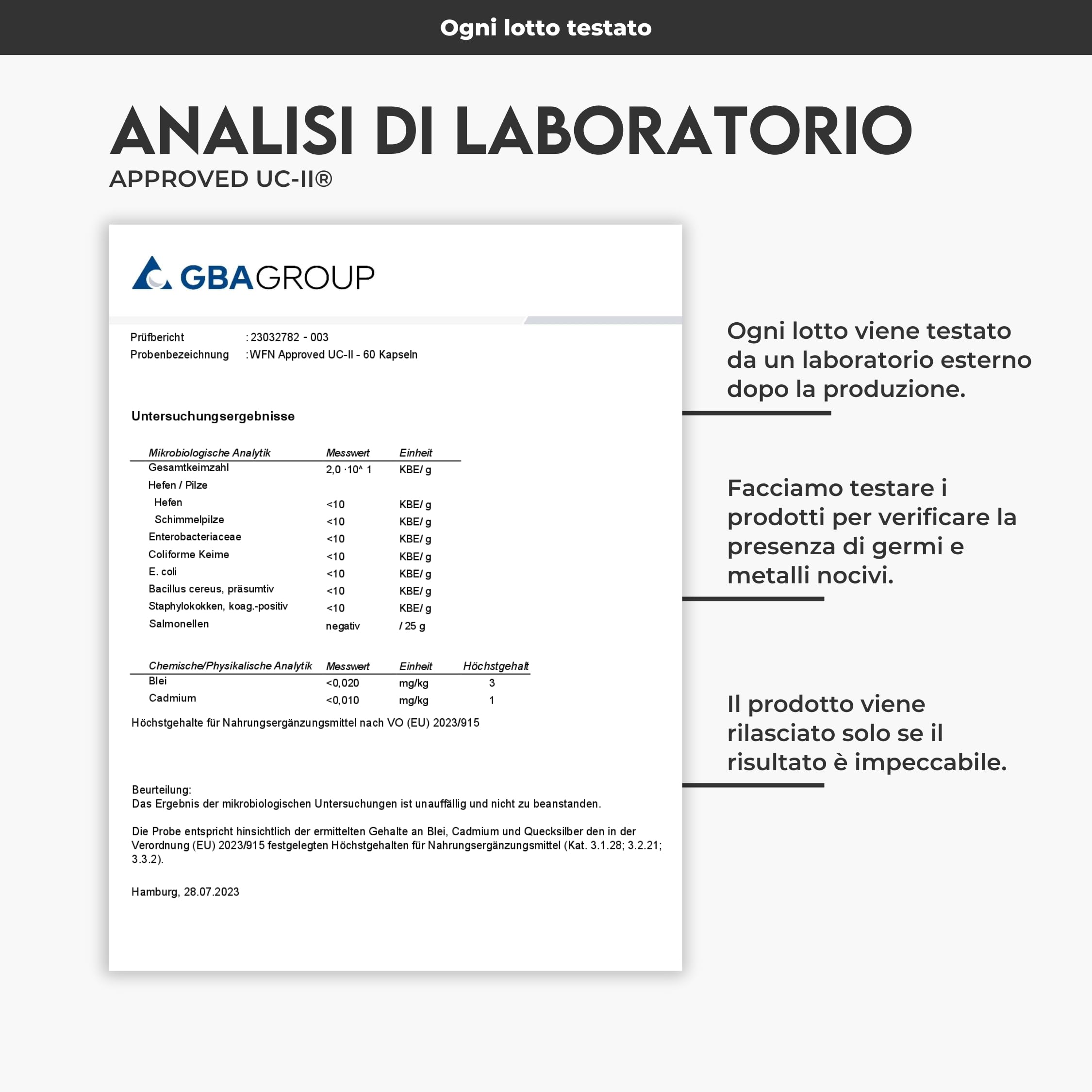 WFN Approved UC-II - Collagene tipo 2 non denaturato - Alto dosaggio - 60 capsule - Complesso articolare con Collagene UC II, Vitamina C e Boswellia Serrata - Prodotto e testato in Germania