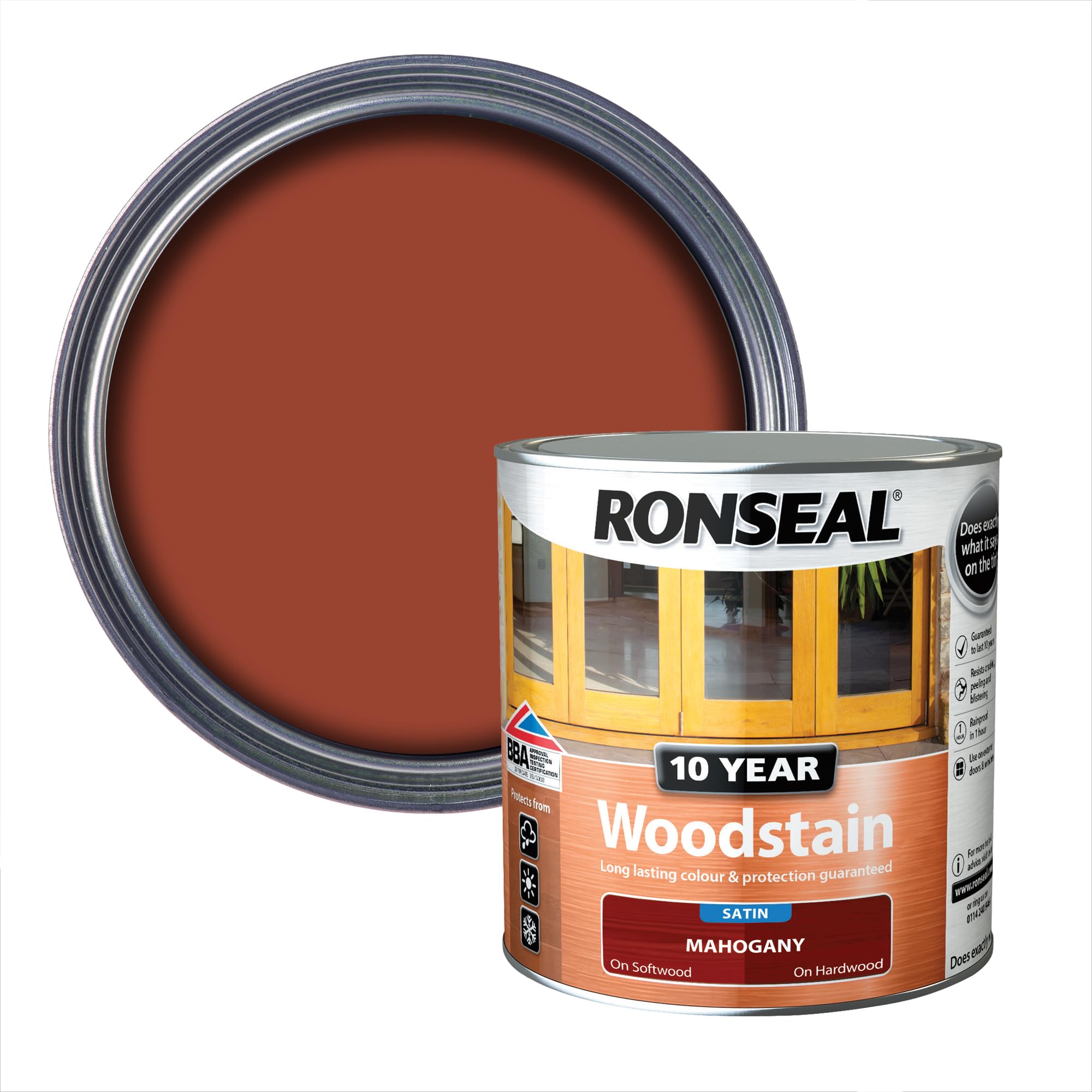 Ronseal 38674 10 Year Woodstain Mahogany 750Ml