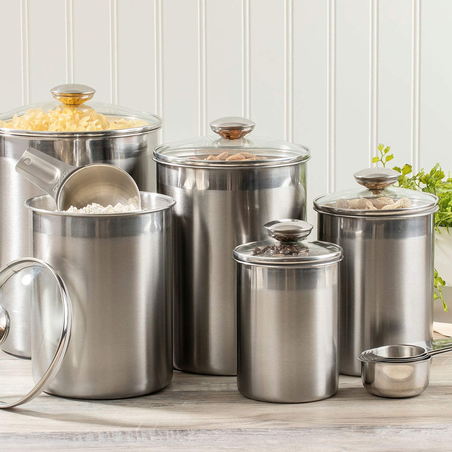 SilverOnyx Canisters Sets for the Kitchen Counter, 10Piece Stainless