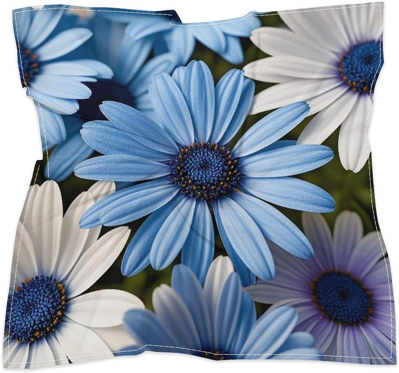 Blooming Blue Daisy Fashion Bandanas for Women, Square Scarf