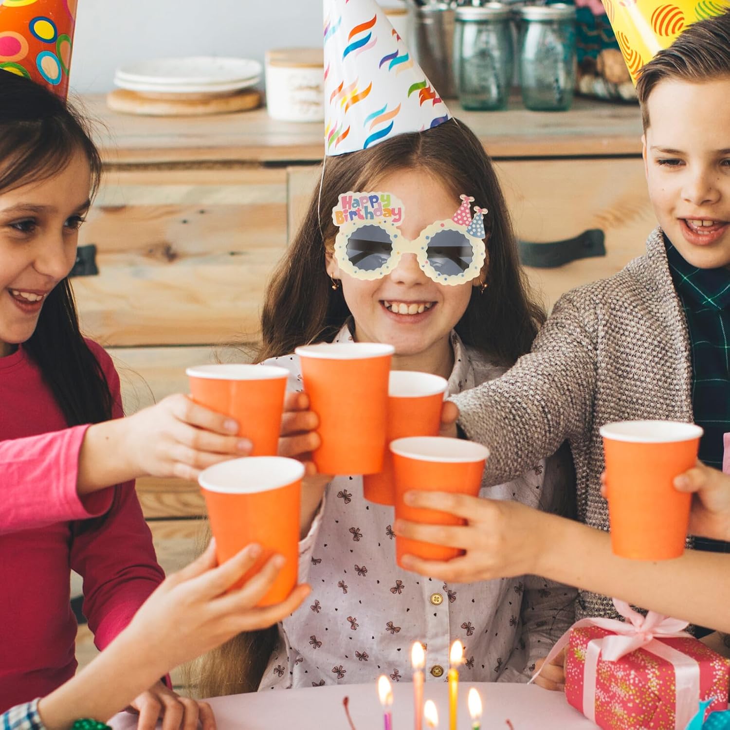 Funny Birthday Party Glasses Photo Booth Props 2pcs, Novelty Sunglasses with Birthday Hat Design, Lightweight Plastic, and Adults Carnival Eyewear Accessories for Celebration