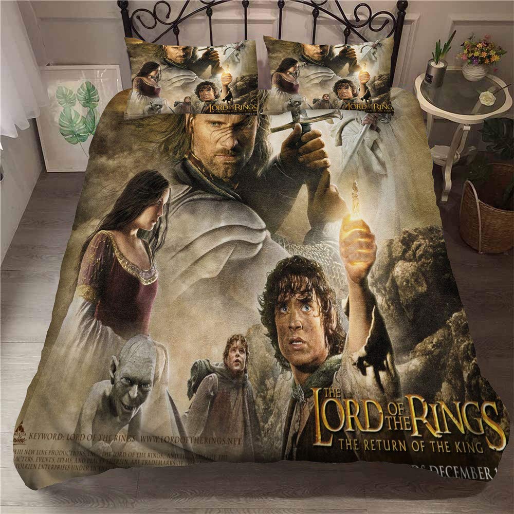 Ste-X Juego De Cama The Lord of The Rings Funda Nórdica De Impresión Y Fundas De Almohada 50x75cm 2/3 Piezas Ropa De Cama para El Hogar De Moda ((180x220 cm)-Cama de 105/135,Style 06)