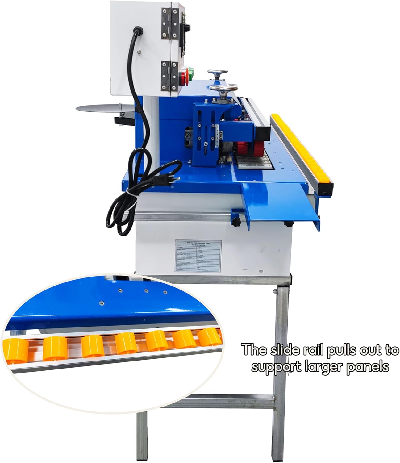 TECHTONGDA Woodworking Edge Bander Automatic Edge Banding Machine Curve Straight Edge Banding Machine with Control Panel Adjustable Speed 0-6m/min (No Dust Collection Feature)