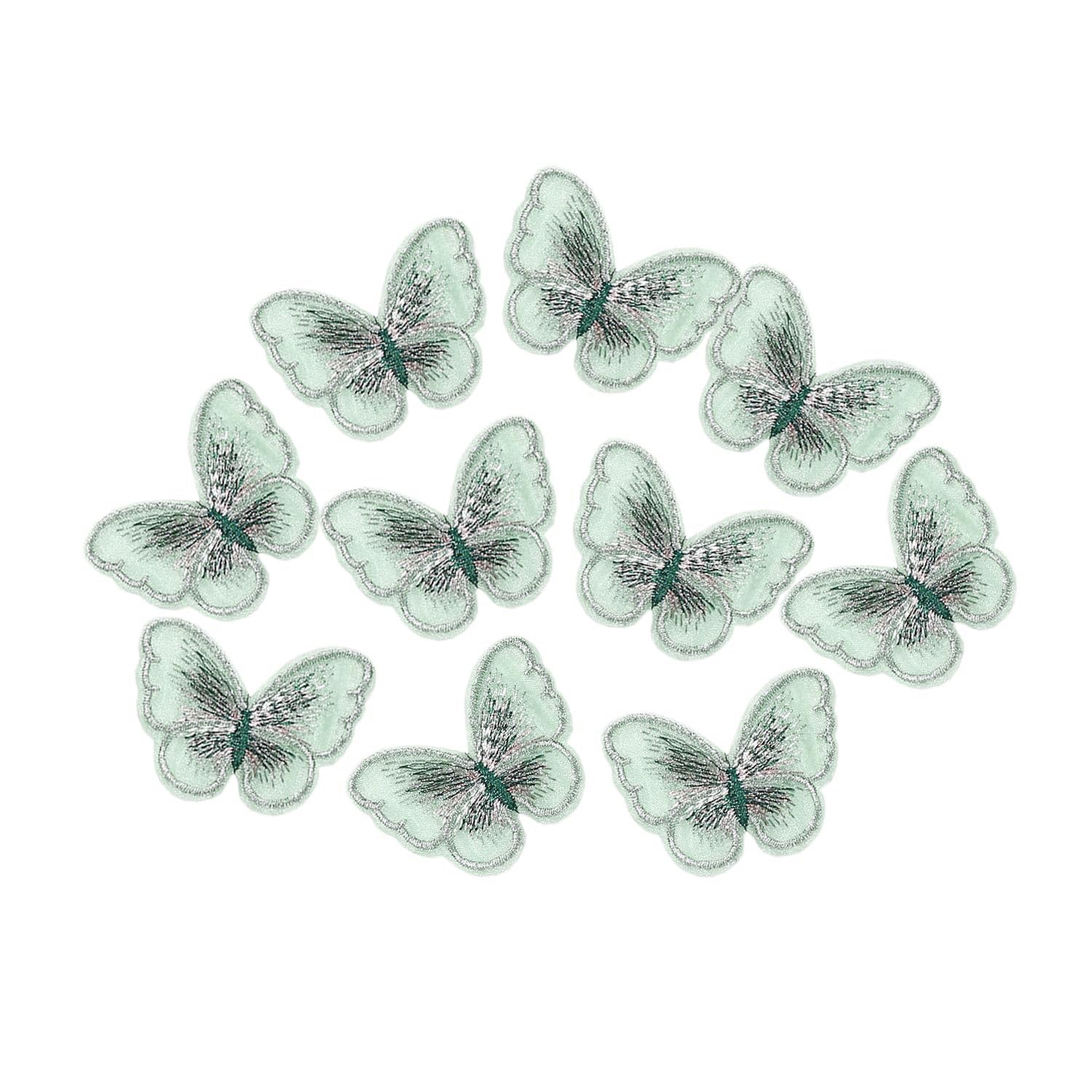 Patch brodé papillon en dentelle verte mercerie créative vêtement et rideau