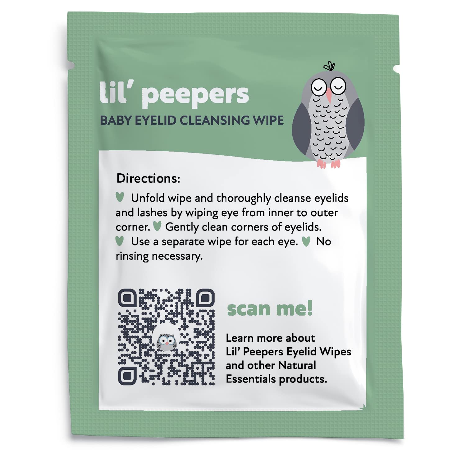 Natural Essentials Lil' Peepers Baby Eye Wipes and Eyelid Cleanser, Preservative-Free & Rinse-Free, Pediatrician Recommended Hypoallergenic Soft Eyelid Wipes for Babies, Kids & Adults, 30 Count (2pk)