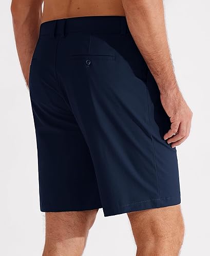 Miniatura 2 de Libin Pantalones cortos de golf para hombre, estilo casual, plisados, delanteros, de 7 pulgadas, 9 pulgadas, elásticos, cómodos durante todo el día