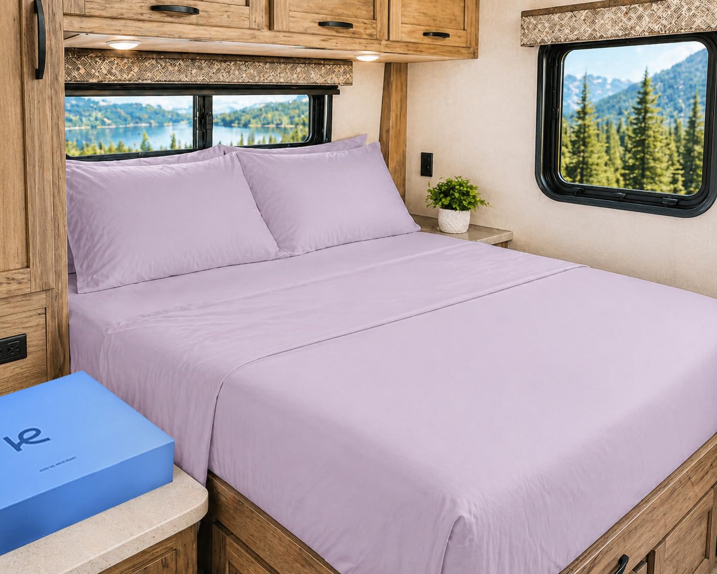 Kickoff Viscose Bamboo Sheets RV Short Queen Size 4-pc 100% Organic Bamboo Viscose Bed Cooling Sheets Set (60" x 75") Cool Bedding for hot Sleepers Sheet Set - Gift Ready Packaging (Lavender, SQ)