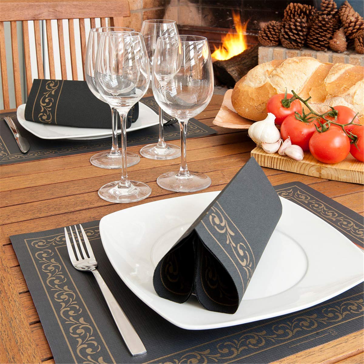 García de Pou 1200 Unidades - 120.48 Troya Servilletas Doble Punto Ecolabel, 18 G/M2, 40 x 40 cm, Negro