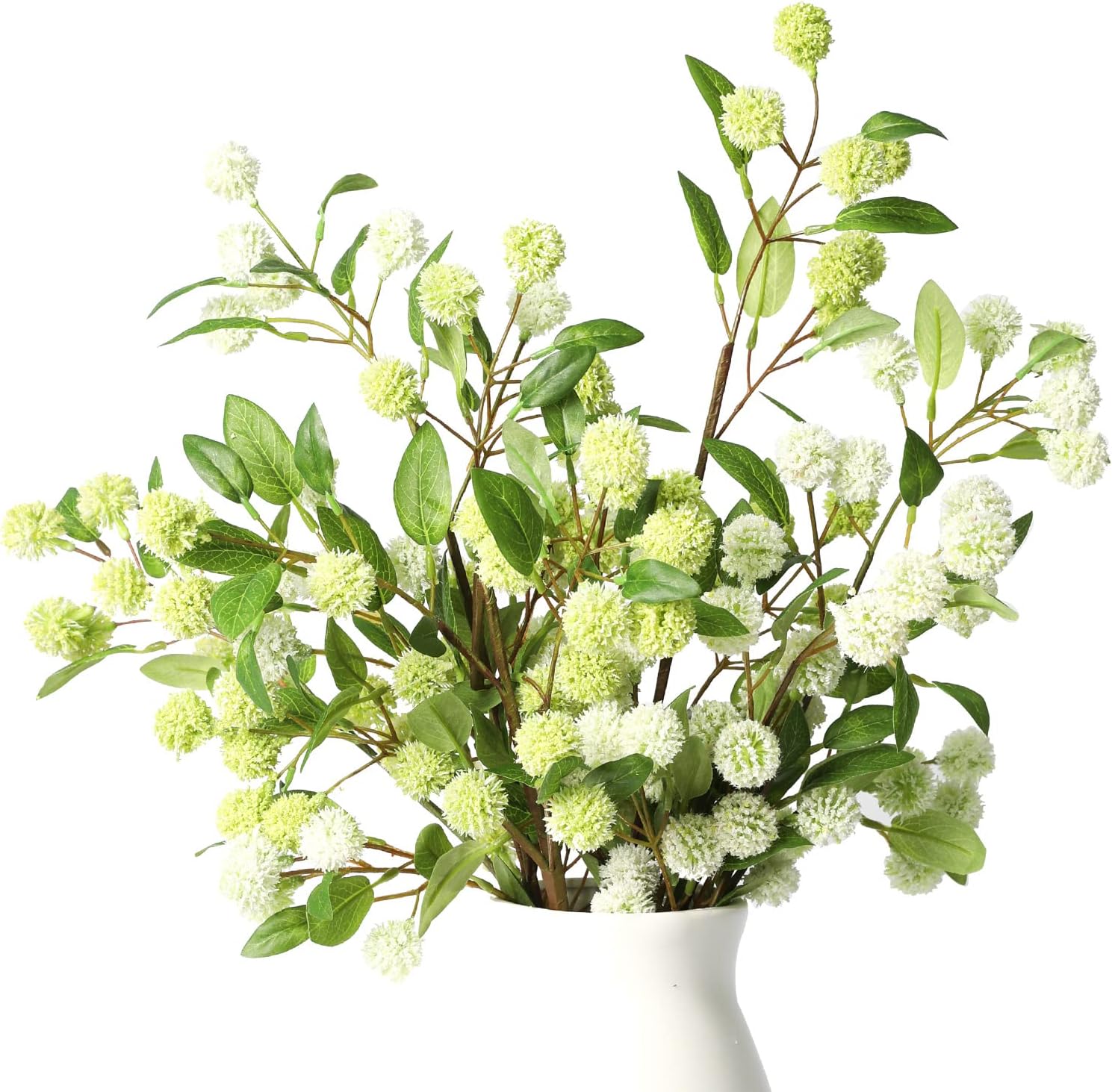 Melorca&Guilla Artificial Plants,4PCS 35.4" Green Faux Branches for Vase,Artificial Plants for Shop Garden Office Home Décor (4, White Orchid Fruit)