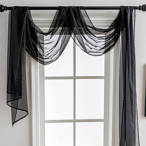Miniatura 3 de AZRMT Bufanda de ventana para cama, cortinas de arco de boda, tela drapeada de 144 pulgadas de largo (12 pies), cenefas de cortina para ventanas,