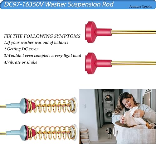 Miniatura 3 de Varillas de suspensión DC97-16350V para Samsung (27.6 pulgadas), reemplazo para lavadora Samsung WA54R7200AW/US WA54R7600AC/US WA54R7200AV/US
