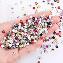 Novani Mix 10 Colors Rhinestones for Crafts Round Crystal Glass Flatback Gems and Rhinestones for Nails Art Makeup Bags Shoes Decoration DIY(SS10, 1440pcs, Mix Color 1)