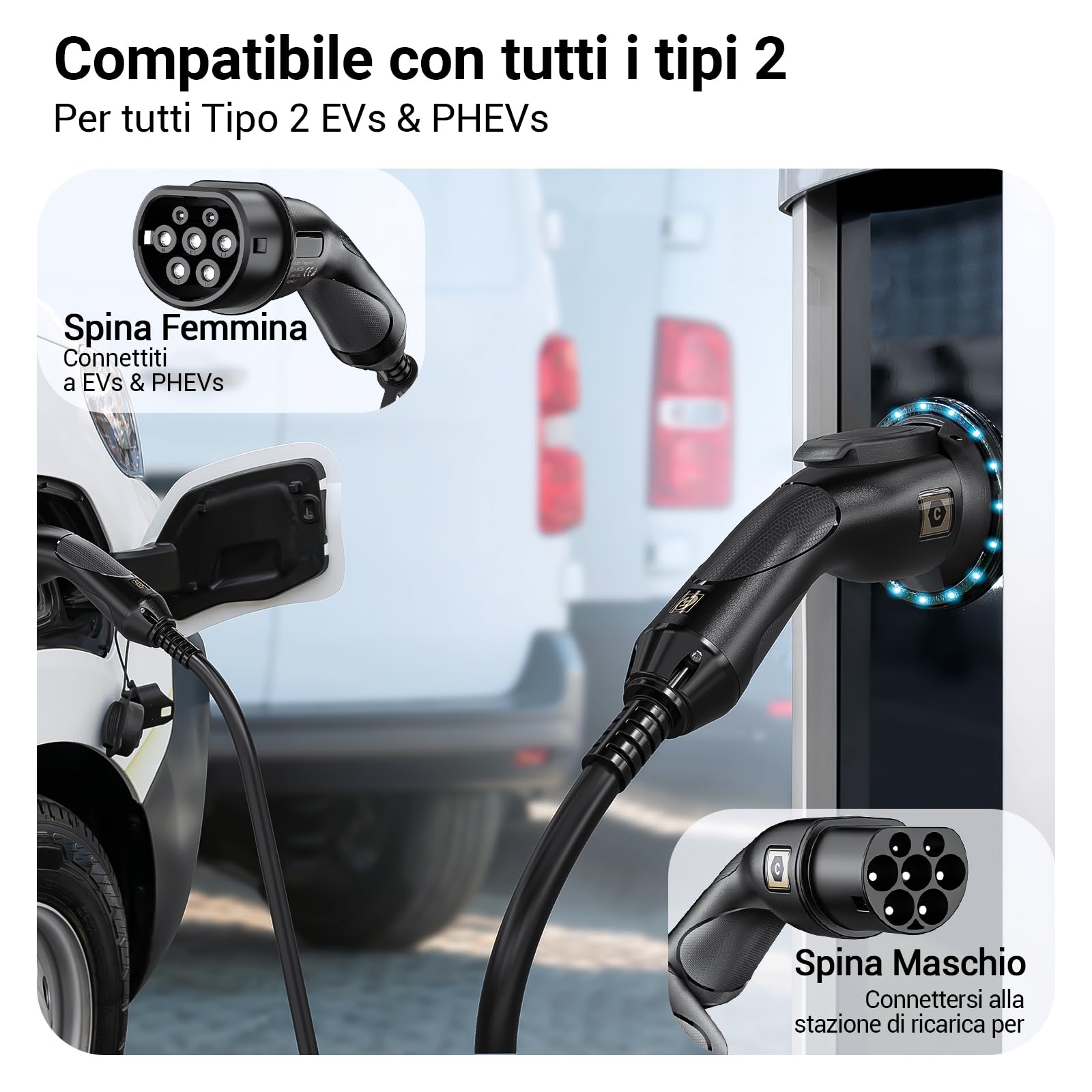 Cavo Porta Spina Tipo 2 Ccs Per Veicolo Elettrico. Presa Di Carica Rapida Auto Elettrica Combinata Dc Ev Connettore Ricarica Con 260669447