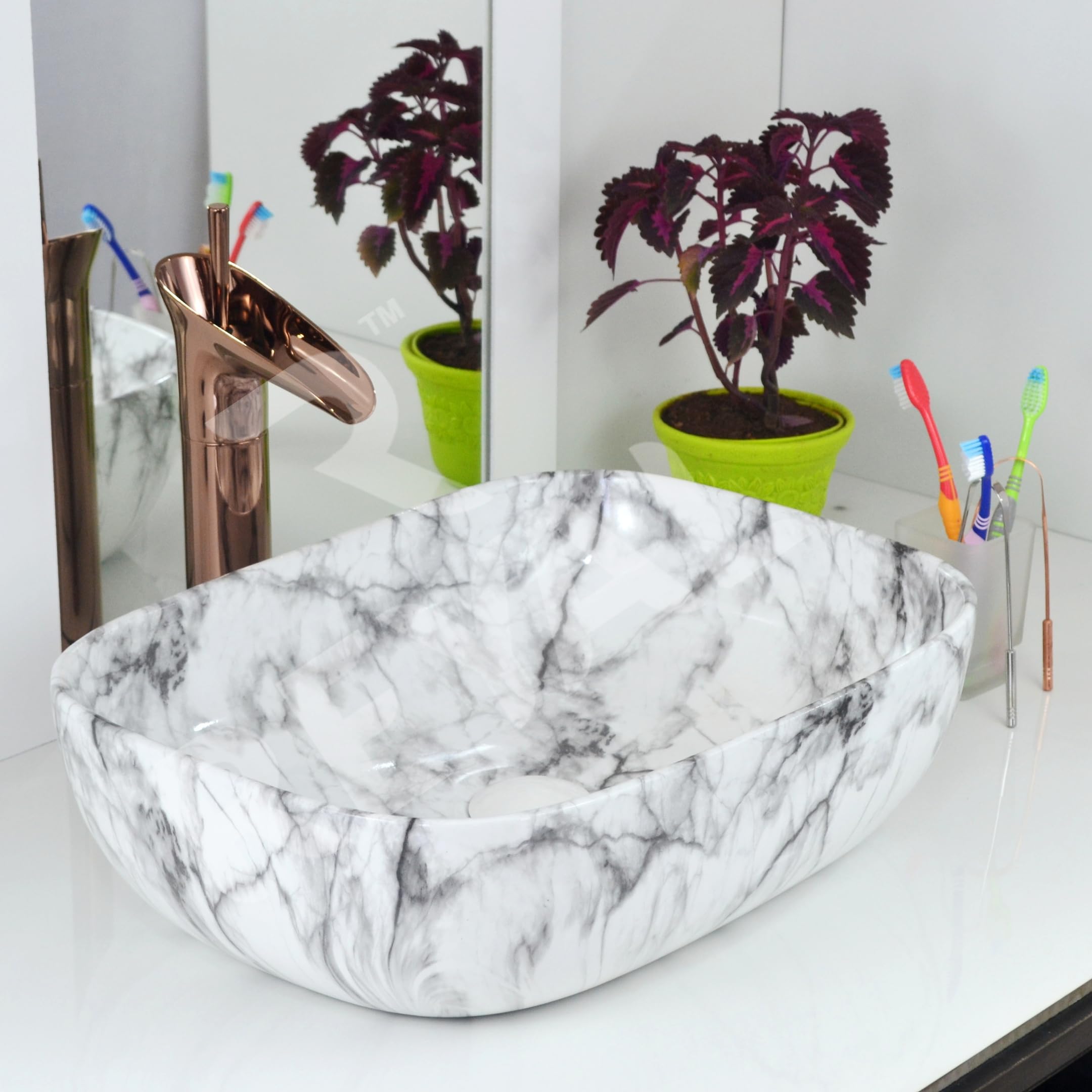Reyal Premium Ceramic Tabletop Wash basin For Bathroom (13 x 18 x 5.5 Inch) Counter Top Basin Marble Basin for Home Hotel (Italian Marble- Glossy) (B0DHP1CFZ3) Amazon Price History, Amazon Price Tracker