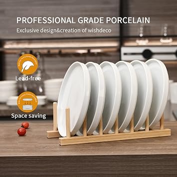 WishDeco Side Plates Set of 6, White Dessert Plates 18 cm / 7 Inch