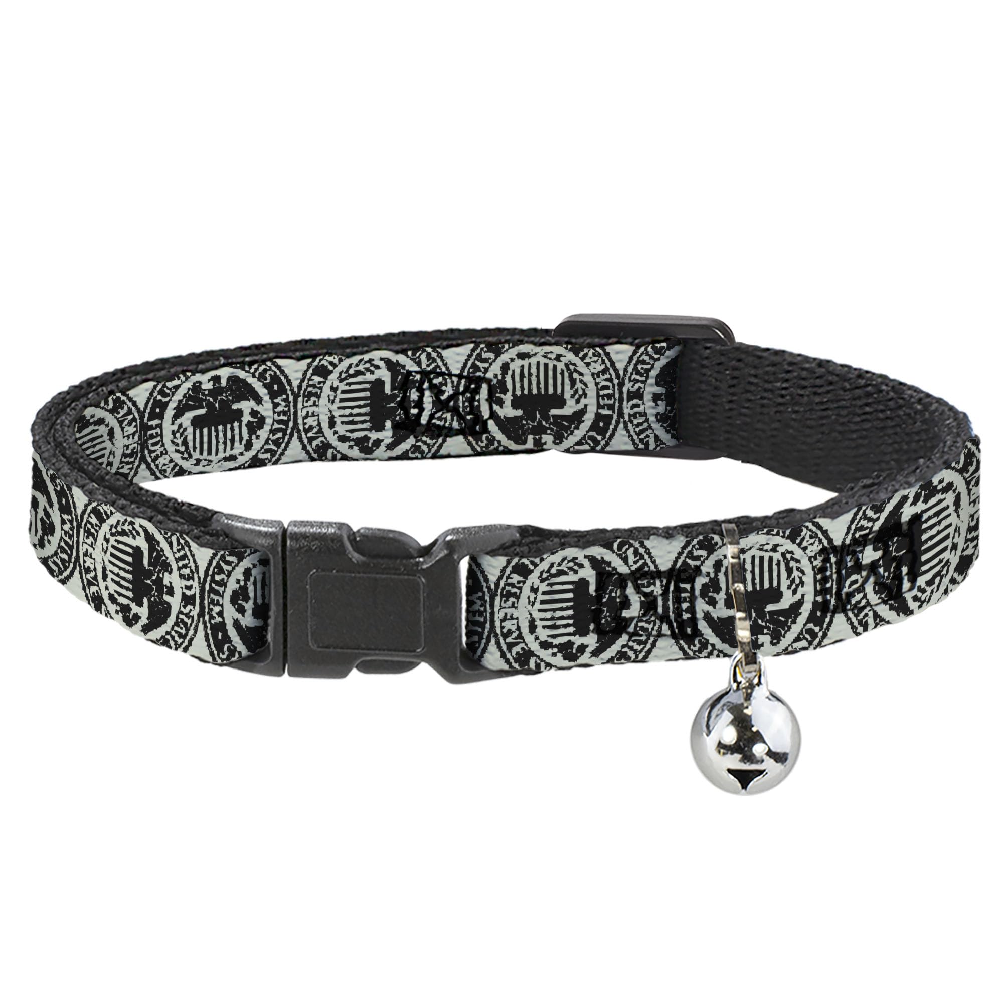 Collar de gato separable Buckle-Down Americana con cascabel y cierre de plástico