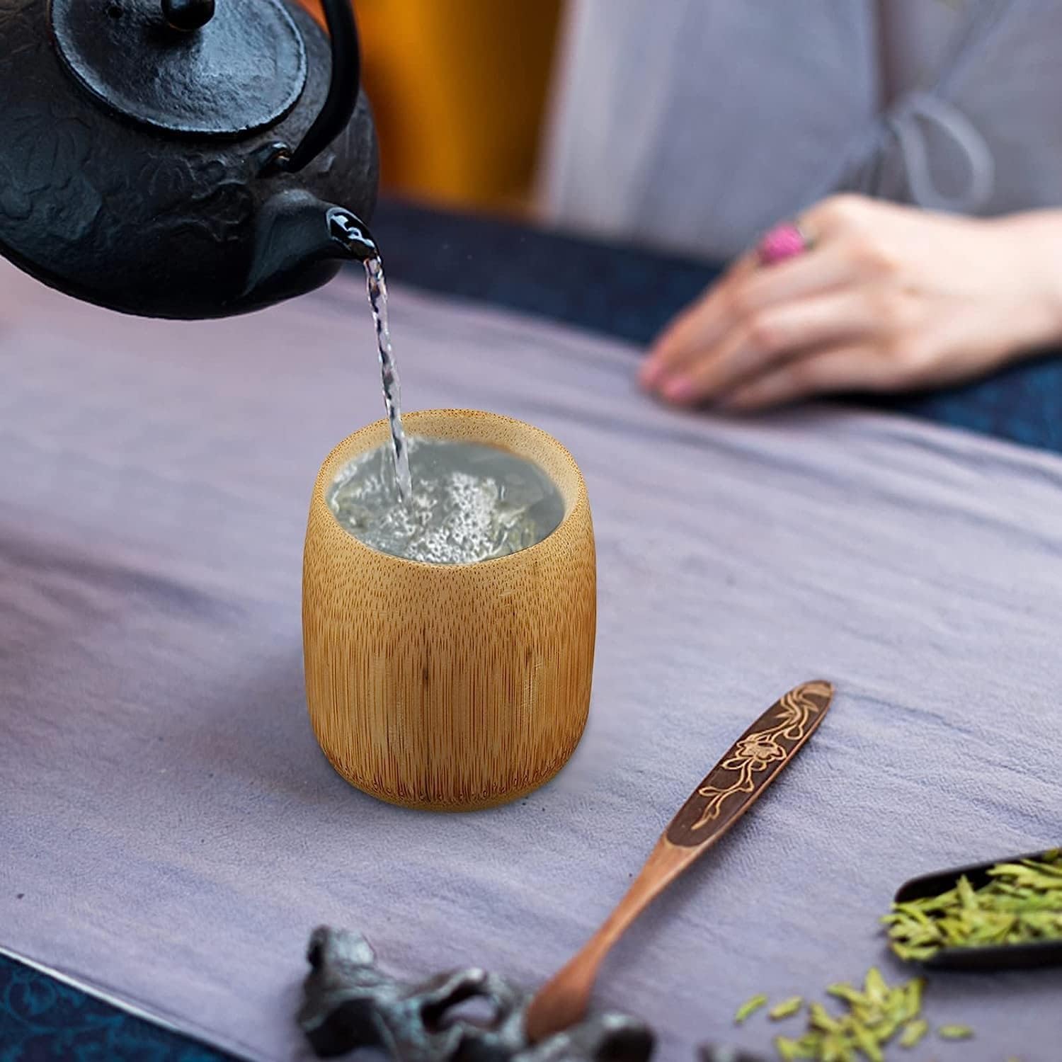 4oz 120ml Wooden Tea Cups,Handmade Natural Mug Cup Coffee Bamboo Wine Camping Travel for Drinking Milk (4 oz/120ml)