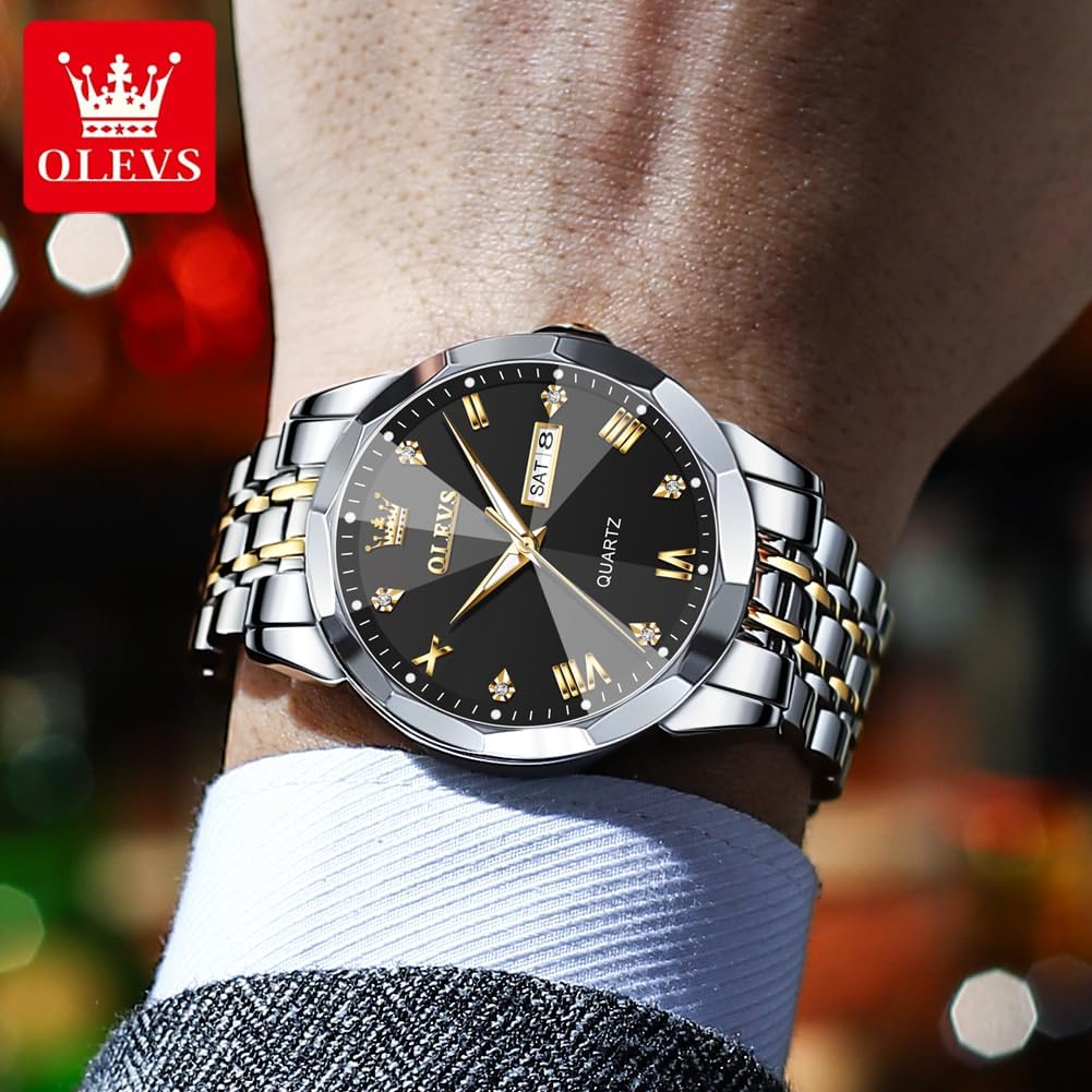 OLEVS Watch Men Luxury Watches for Men (Silver/Gold/Blue/Black)(Diamond/Roman Numeral/Arabic Numeral) Dial Watches Stainless Steel Watch Date Waterproof Dress Casual Reloj - Image 5